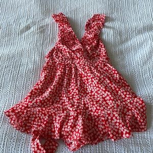 Red flower romper